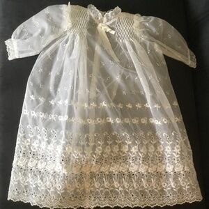Vintage infant baby three piece christening baptismal gown set 3 to 6 months